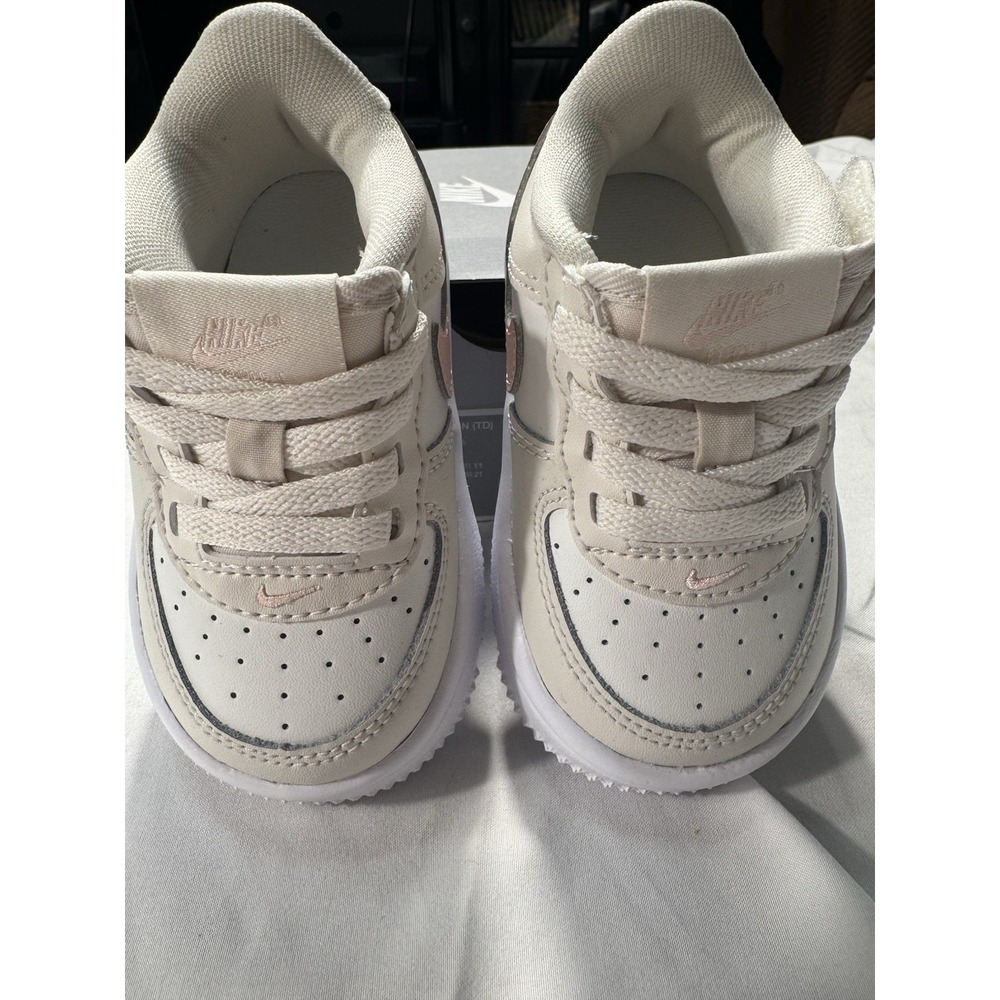 Toddler's Nike Force 1 Low Easyon Phantom/Echo Pink-Summit White (FN0236 006) 5c - Picture 6 of 8